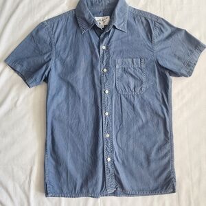 American Eagle Shirt Mens S Blue Short Sleeve Button Up 100% Cotton Chambry